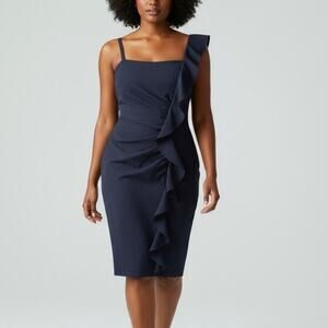 Guess Black One-Shoulder Ruffle Bodycon Dress Women’s Size 16 - Black